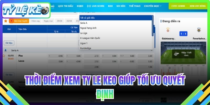 Thời điểm xem ty le keo giúp tối ưu quyết định